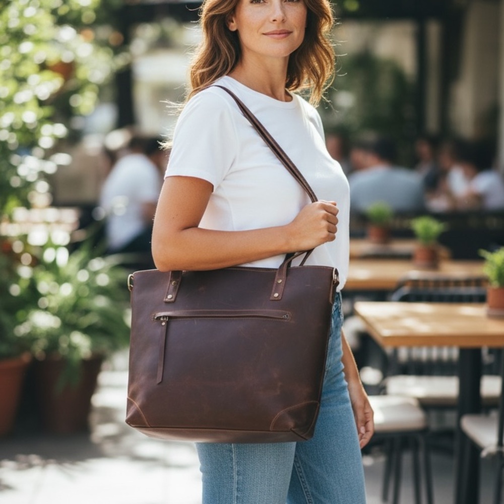 Hudson Montana Dark Brown Leather Tote Bag